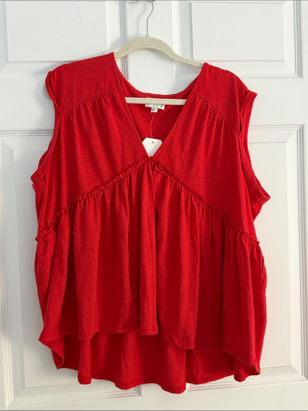 Women’s red tiered ruffle tank top